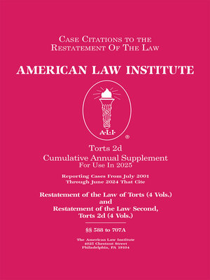 cover image of Restatement of the Law Second, Torts